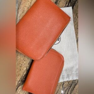 Hermes Orange Zip Wallet Set authentic